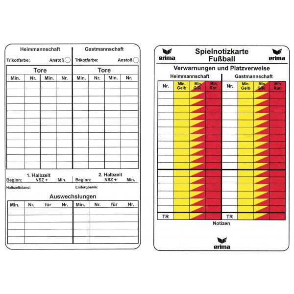 Spielnotizkarten Fussball